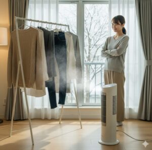 冬の洗濯物が乾かない悩みはサーキュレーターの配置で解決